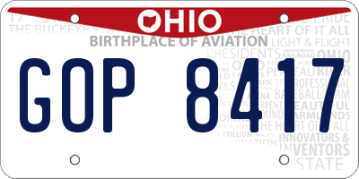 OH license plate GOP8417