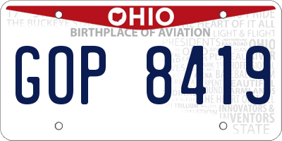 OH license plate GOP8419
