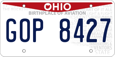 OH license plate GOP8427