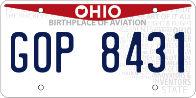 OH license plate GOP8431