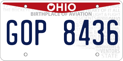 OH license plate GOP8436