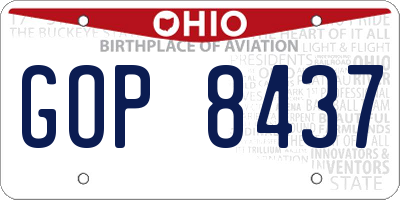 OH license plate GOP8437