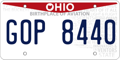 OH license plate GOP8440