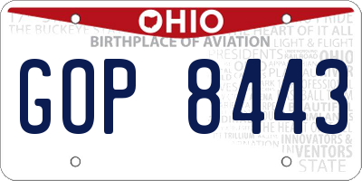 OH license plate GOP8443