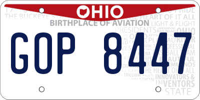 OH license plate GOP8447