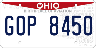 OH license plate GOP8450