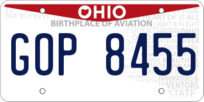 OH license plate GOP8455