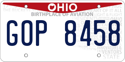 OH license plate GOP8458