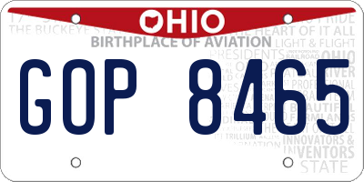 OH license plate GOP8465