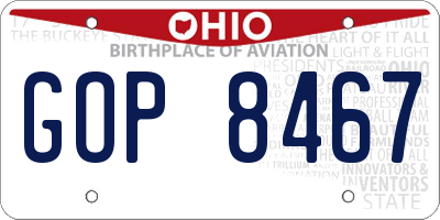 OH license plate GOP8467