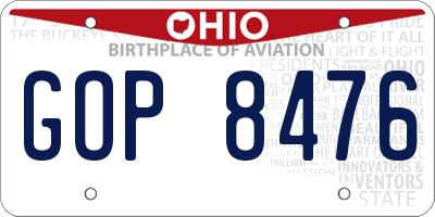 OH license plate GOP8476