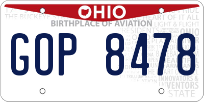 OH license plate GOP8478
