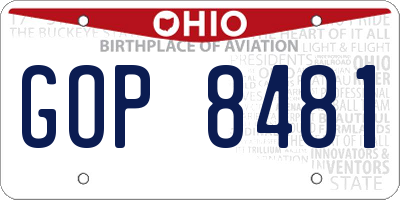 OH license plate GOP8481