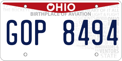 OH license plate GOP8494