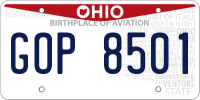 OH license plate GOP8501