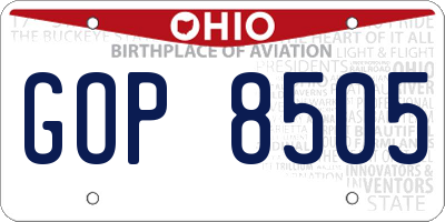 OH license plate GOP8505