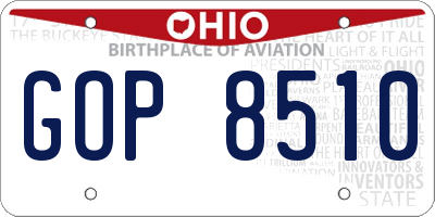 OH license plate GOP8510