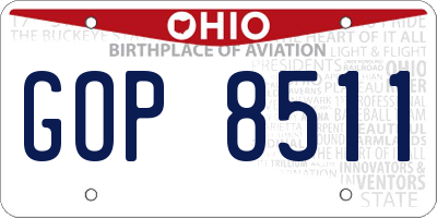 OH license plate GOP8511