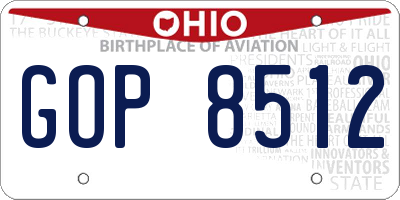 OH license plate GOP8512
