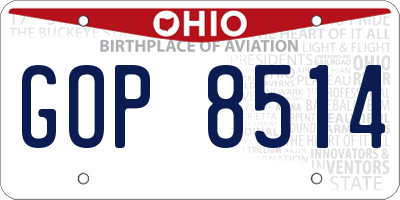 OH license plate GOP8514