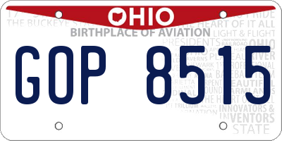 OH license plate GOP8515