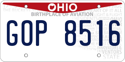 OH license plate GOP8516