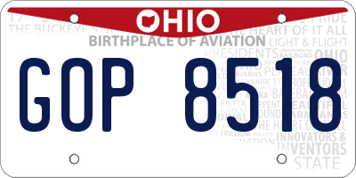 OH license plate GOP8518
