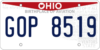 OH license plate GOP8519