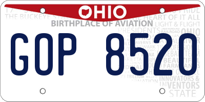 OH license plate GOP8520