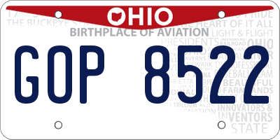 OH license plate GOP8522