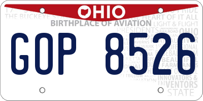 OH license plate GOP8526
