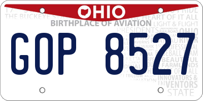 OH license plate GOP8527