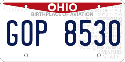OH license plate GOP8530