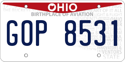 OH license plate GOP8531