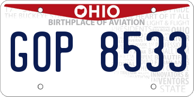OH license plate GOP8533