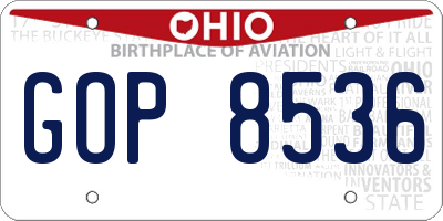 OH license plate GOP8536