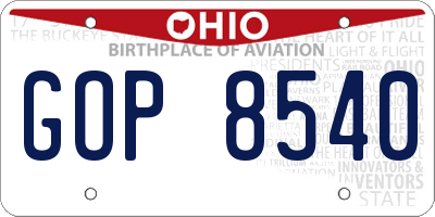 OH license plate GOP8540