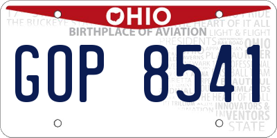 OH license plate GOP8541