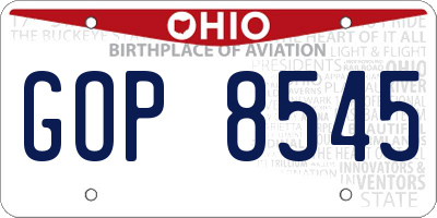 OH license plate GOP8545