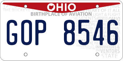 OH license plate GOP8546