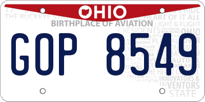 OH license plate GOP8549