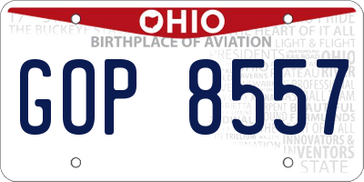 OH license plate GOP8557