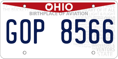 OH license plate GOP8566