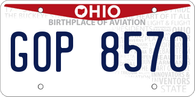 OH license plate GOP8570
