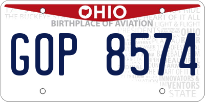 OH license plate GOP8574