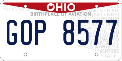 OH license plate GOP8577