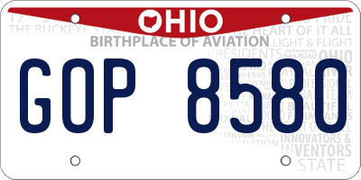OH license plate GOP8580