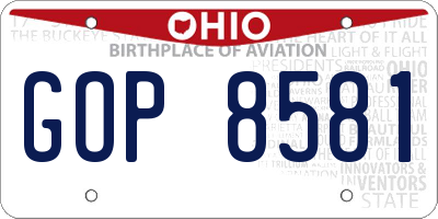 OH license plate GOP8581