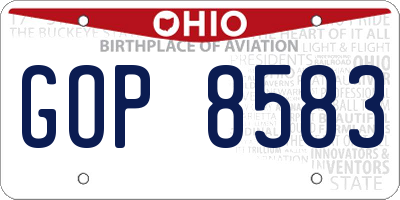 OH license plate GOP8583