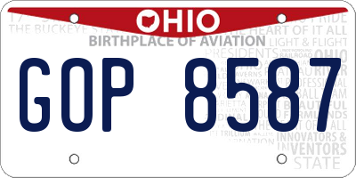 OH license plate GOP8587